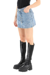 CRINKLE DENIM MINI SKIRT